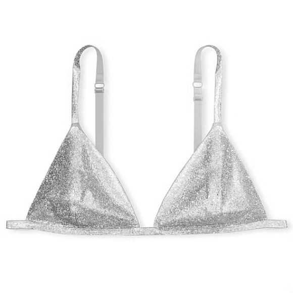 Victoria’s Secret Extra Small Delfin Grey Very Sexy Shine Triangle Bralette - Picture 1 of 5